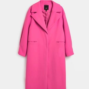 River island pink pleated detail longline coat
